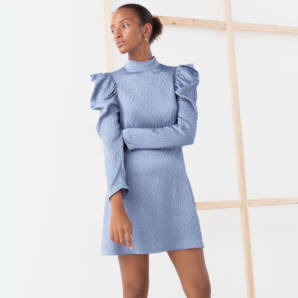 NWOT Ghospell Chic Blue Ruffled Midi Dress